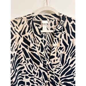 HM Zebra Print Kaftan Dress Womens Large Black Cream Lyocell Viscose Oversized
